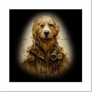 Golden Retriever Surreal Steampunk Artwork, Dog Lover Posters and Art